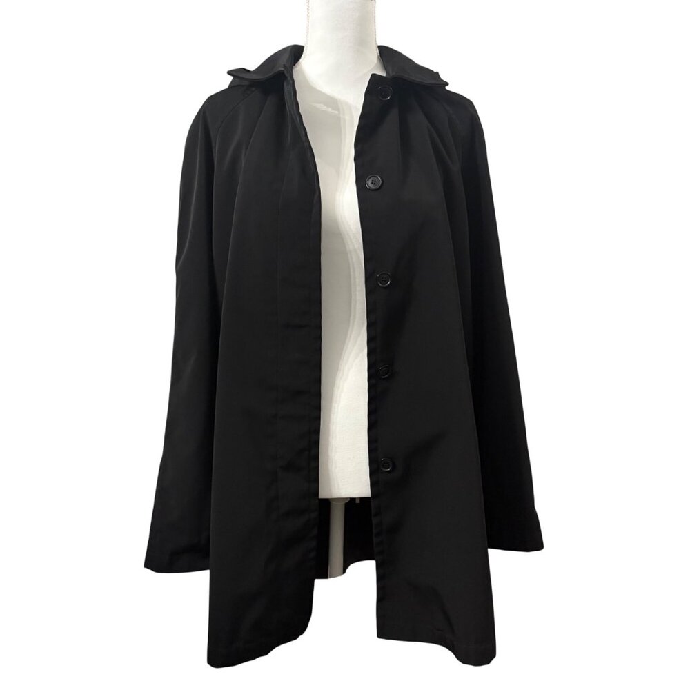 Towne Collection Black Urban Hooded Sleek Contemporary Rain Jacket Womens Large - Picture 6 of 16